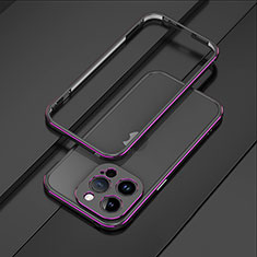 Handyhülle Hülle Luxus Aluminium Metall Rahmen Tasche JZ1 für Apple iPhone 13 Pro Max Violett