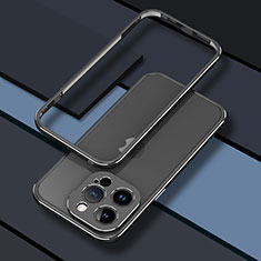 Handyhülle Hülle Luxus Aluminium Metall Rahmen Tasche JZ1 für Apple iPhone 13 Pro Schwarz