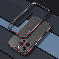 Handyhülle Hülle Luxus Aluminium Metall Rahmen Tasche JZ1 für Apple iPhone 14 Pro Rot und Schwarz
