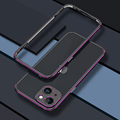Handyhülle Hülle Luxus Aluminium Metall Rahmen Tasche JZ1 für Apple iPhone 14 Violett