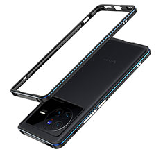 Handyhülle Hülle Luxus Aluminium Metall Rahmen Tasche JZ1 für Vivo X80 5G Blau und Schwarz