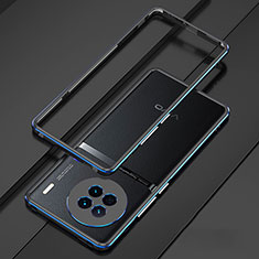 Handyhülle Hülle Luxus Aluminium Metall Rahmen Tasche JZ1 für Vivo X90 5G Blau und Schwarz