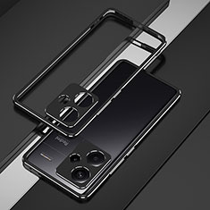 Handyhülle Hülle Luxus Aluminium Metall Rahmen Tasche JZ1 für Xiaomi Redmi Note 13 Pro+ Plus 5G Silber und Schwarz