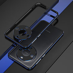 Handyhülle Hülle Luxus Aluminium Metall Rahmen Tasche JZ4 für Huawei Mate 60 Pro Blau und Schwarz
