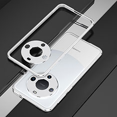 Handyhülle Hülle Luxus Aluminium Metall Rahmen Tasche JZ4 für Huawei Mate 60 Pro Silber