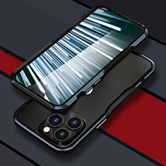 Handyhülle Hülle Luxus Aluminium Metall Rahmen Tasche LF1 für Apple iPhone 13 Pro Max Schwarz