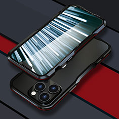 Handyhülle Hülle Luxus Aluminium Metall Rahmen Tasche LF1 für Apple iPhone 13 Pro Rot und Schwarz