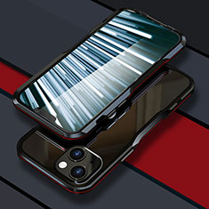 Handyhülle Hülle Luxus Aluminium Metall Rahmen Tasche LF1 für Apple iPhone 13 Rot und Schwarz
