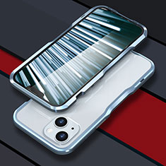 Handyhülle Hülle Luxus Aluminium Metall Rahmen Tasche LF1 für Apple iPhone 14 Plus Blau