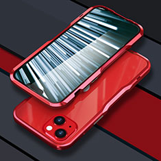 Handyhülle Hülle Luxus Aluminium Metall Rahmen Tasche LF1 für Apple iPhone 14 Plus Rot