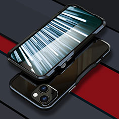 Handyhülle Hülle Luxus Aluminium Metall Rahmen Tasche LF1 für Apple iPhone 14 Plus Schwarz