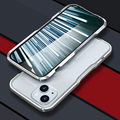 Handyhülle Hülle Luxus Aluminium Metall Rahmen Tasche LF1 für Apple iPhone 14 Plus Silber