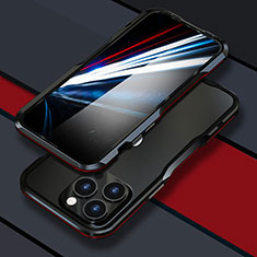 Handyhülle Hülle Luxus Aluminium Metall Rahmen Tasche LF1 für Apple iPhone 14 Pro Max Rot und Schwarz