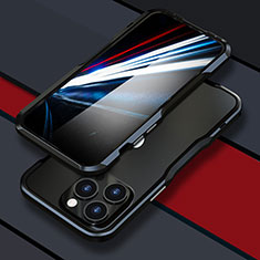 Handyhülle Hülle Luxus Aluminium Metall Rahmen Tasche LF1 für Apple iPhone 14 Pro Max Schwarz