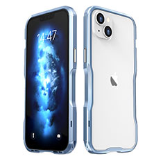Handyhülle Hülle Luxus Aluminium Metall Rahmen Tasche LF2 für Apple iPhone 14 Blau