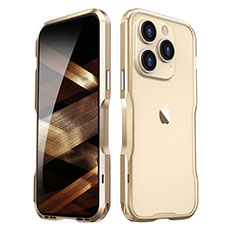Handyhülle Hülle Luxus Aluminium Metall Rahmen Tasche LF2 für Apple iPhone 14 Pro Gold
