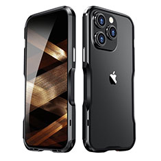 Handyhülle Hülle Luxus Aluminium Metall Rahmen Tasche LF2 für Apple iPhone 14 Pro Schwarz