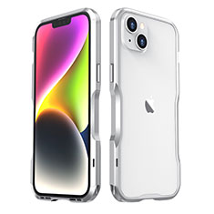 Handyhülle Hülle Luxus Aluminium Metall Rahmen Tasche LF3 für Apple iPhone 13 Silber