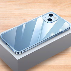 Handyhülle Hülle Luxus Aluminium Metall Rahmen Tasche LK1 für Apple iPhone 13 Blau