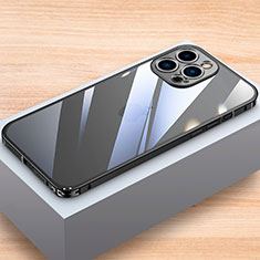 Handyhülle Hülle Luxus Aluminium Metall Rahmen Tasche LK1 für Apple iPhone 13 Pro Max Schwarz