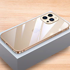 Handyhülle Hülle Luxus Aluminium Metall Rahmen Tasche LK1 für Apple iPhone 14 Pro Max Gold