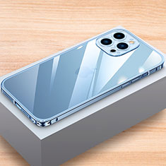 Handyhülle Hülle Luxus Aluminium Metall Rahmen Tasche LK1 für Apple iPhone 15 Pro Blau