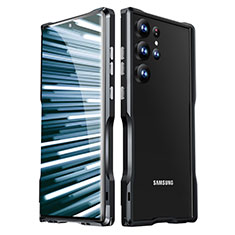 Handyhülle Hülle Luxus Aluminium Metall Rahmen Tasche LK1 für Samsung Galaxy S22 Ultra 5G Schwarz