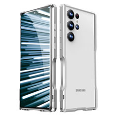 Handyhülle Hülle Luxus Aluminium Metall Rahmen Tasche LK1 für Samsung Galaxy S22 Ultra 5G Silber