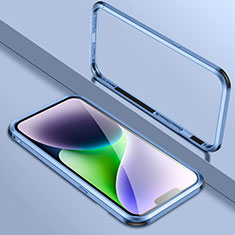 Handyhülle Hülle Luxus Aluminium Metall Rahmen Tasche LK2 für Apple iPhone 13 Pro Blau