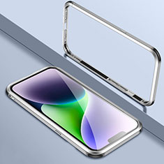 Handyhülle Hülle Luxus Aluminium Metall Rahmen Tasche LK2 für Apple iPhone 14 Silber