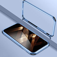 Handyhülle Hülle Luxus Aluminium Metall Rahmen Tasche LO1 für Apple iPhone 14 Pro Blau