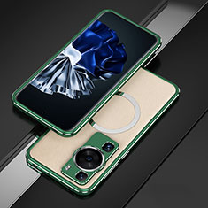 Handyhülle Hülle Luxus Aluminium Metall Rahmen Tasche mit Mag-Safe Magnetic Magnetisch für Huawei P60 Grün