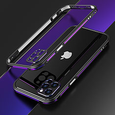 Handyhülle Hülle Luxus Aluminium Metall Rahmen Tasche N01 für Apple iPhone 12 Pro Violett