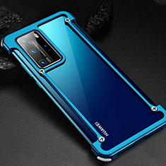 Handyhülle Hülle Luxus Aluminium Metall Rahmen Tasche N01 für Huawei P40 Pro Blau