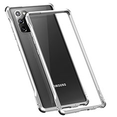 Handyhülle Hülle Luxus Aluminium Metall Rahmen Tasche N01 für Samsung Galaxy Note 20 5G Silber
