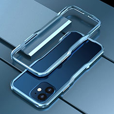Handyhülle Hülle Luxus Aluminium Metall Rahmen Tasche N02 für Apple iPhone 12 Blau