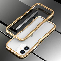Handyhülle Hülle Luxus Aluminium Metall Rahmen Tasche N02 für Apple iPhone 12 Mini Gold