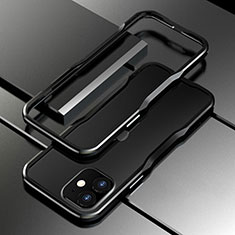 Handyhülle Hülle Luxus Aluminium Metall Rahmen Tasche N02 für Apple iPhone 12 Mini Schwarz
