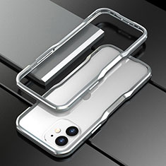 Handyhülle Hülle Luxus Aluminium Metall Rahmen Tasche N02 für Apple iPhone 12 Mini Silber