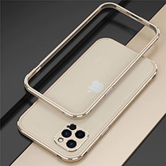 Handyhülle Hülle Luxus Aluminium Metall Rahmen Tasche N02 für Apple iPhone 12 Pro Gold