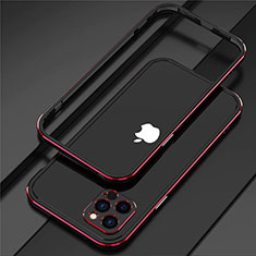 Handyhülle Hülle Luxus Aluminium Metall Rahmen Tasche N02 für Apple iPhone 12 Pro Max Rot und Schwarz