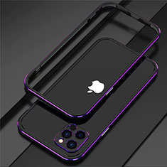 Handyhülle Hülle Luxus Aluminium Metall Rahmen Tasche N02 für Apple iPhone 12 Pro Max Violett