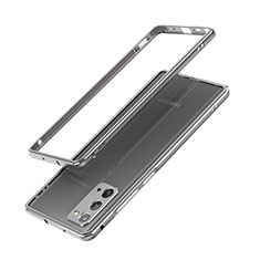 Handyhülle Hülle Luxus Aluminium Metall Rahmen Tasche N03 für Samsung Galaxy Note 20 5G Grau