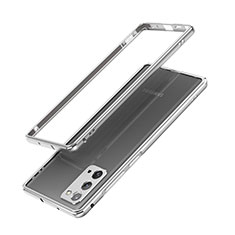 Handyhülle Hülle Luxus Aluminium Metall Rahmen Tasche N03 für Samsung Galaxy Note 20 5G Silber