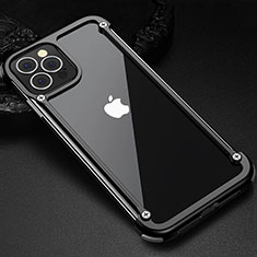 Handyhülle Hülle Luxus Aluminium Metall Rahmen Tasche N04 für Apple iPhone 12 Pro Schwarz