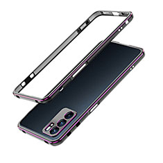 Handyhülle Hülle Luxus Aluminium Metall Rahmen Tasche S01 für Oppo Reno6 Pro 5G India Violett