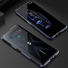 Handyhülle Hülle Luxus Aluminium Metall Rahmen Tasche S01 für Xiaomi Black Shark 4S Pro 5G Blau und Schwarz