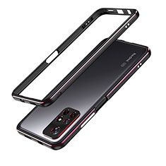 Handyhülle Hülle Luxus Aluminium Metall Rahmen Tasche S01 für Xiaomi Redmi Note 11 5G Rot und Schwarz