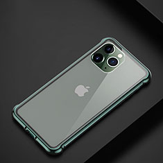 Handyhülle Hülle Luxus Aluminium Metall Rahmen Tasche T01 für Apple iPhone 11 Pro Grün