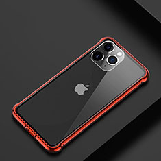 Handyhülle Hülle Luxus Aluminium Metall Rahmen Tasche T01 für Apple iPhone 11 Pro Rot